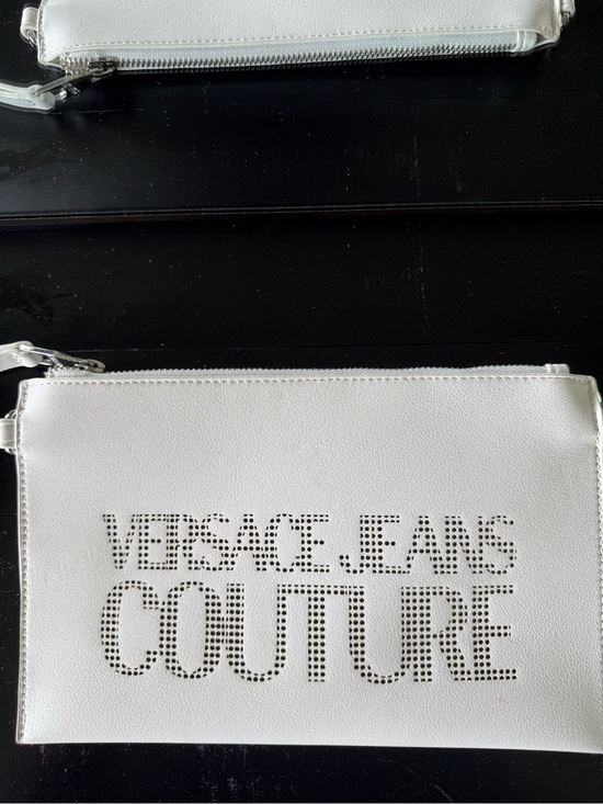 Versace Jeans Collection Handbags - Versace Jeans Collection White Perforated Logo Wristlet